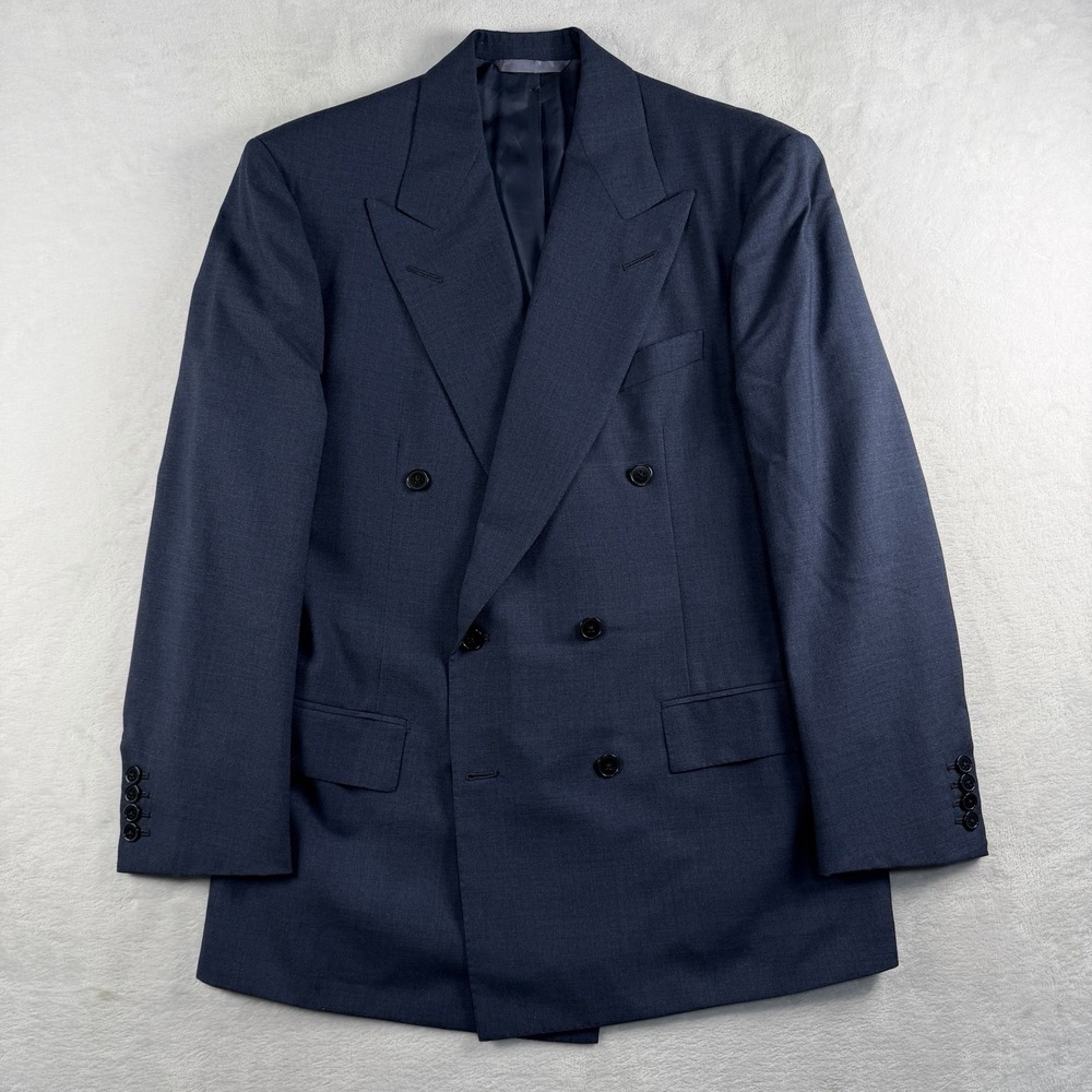 Vtg Alan Flusser Bespoke Custom Double Breasted Peak Blazer Sport Coat Men 38R